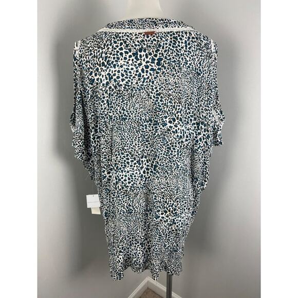 Women's Raisins Curve Blue White Animal Print Swim Beach Cover-Up 1X - Picture 4 of 8